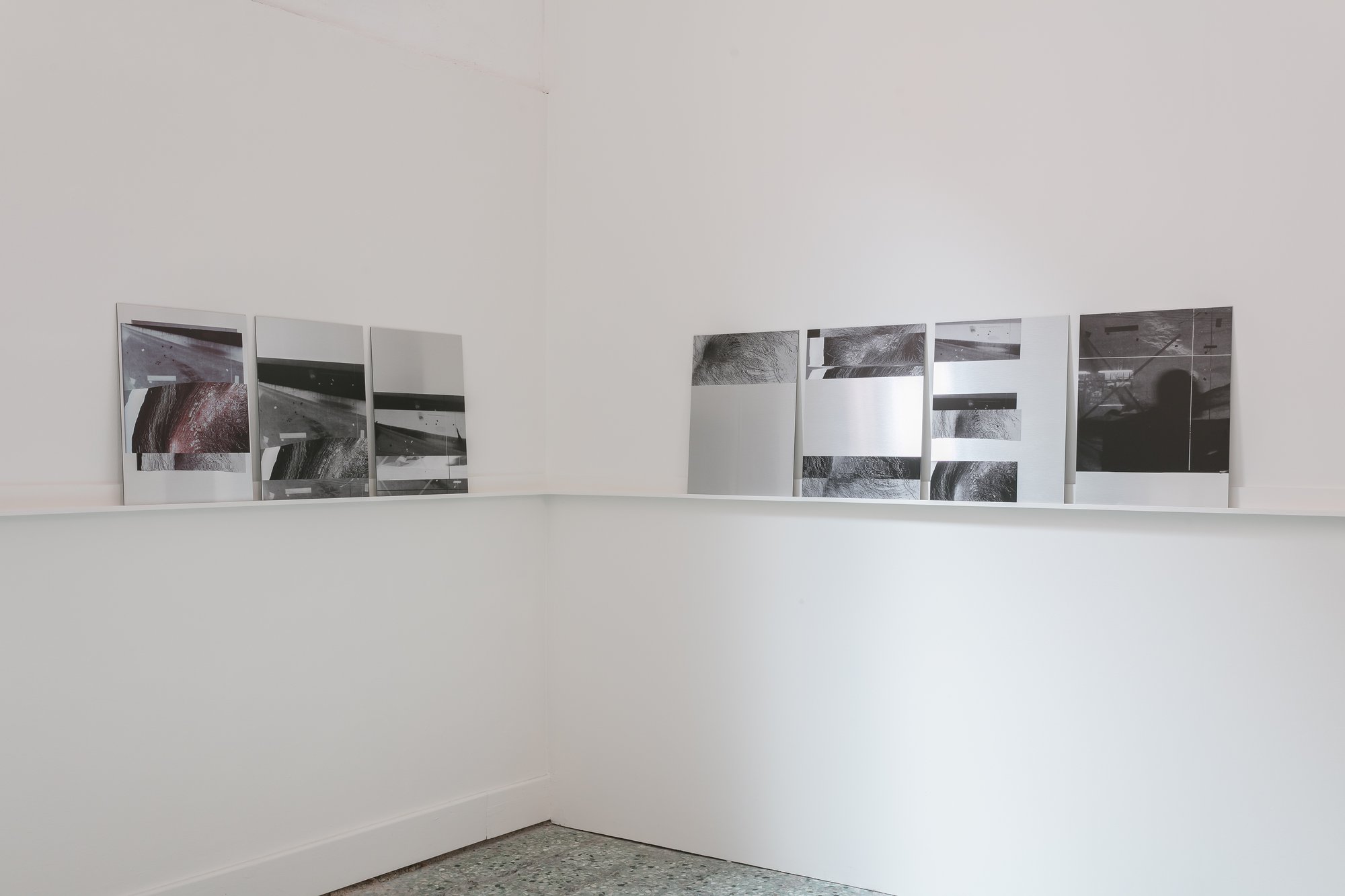 James Richards, Rushes Minotaur, inkjet prints on dibond aluminium, 2017. Installation view, Music for the Gift, Cymru Yn Fenis, Wales in Venice, Venice Biennale, Venice, 2017