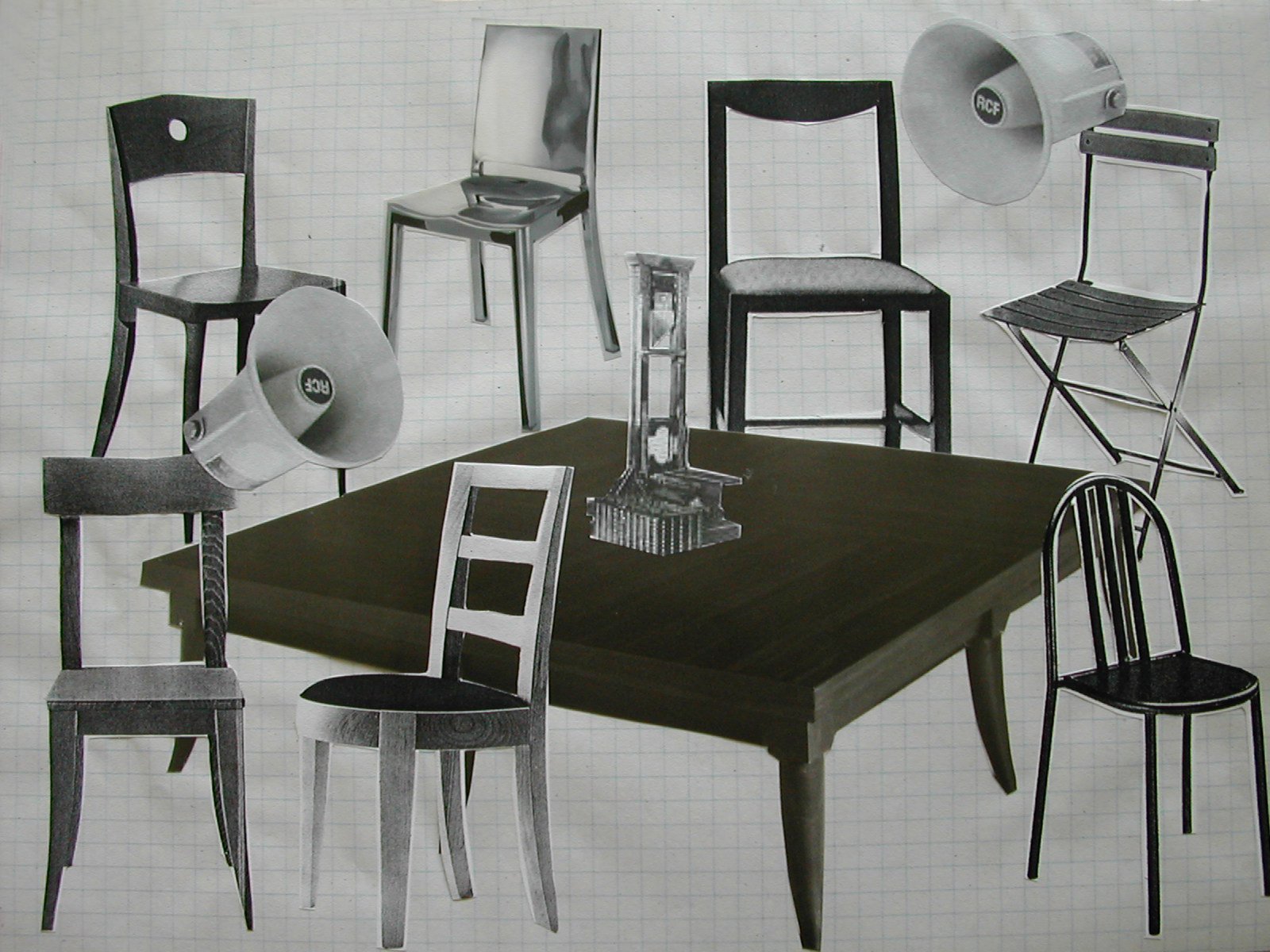 Liliana Moro, Un mondo senza testa #6, ink and collage on paper, dimensions variable, 2003. Installation view, Liliana Moro, A World With No Head, 1301PE, Los Angeles, 2003