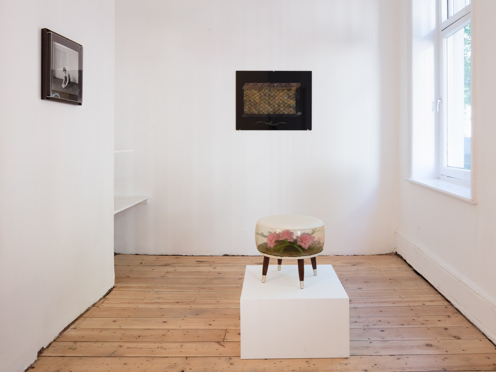 Installation view, Ian Law and Aaron Angell, early monodies, Rodeo, London, 2018