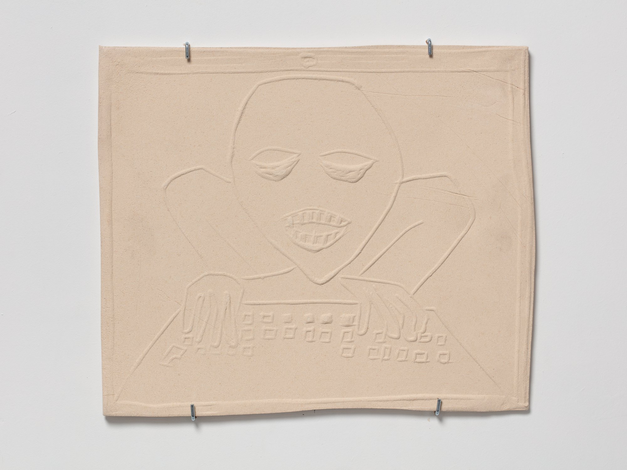 Sidsel Meineche Hansen, Laptop curator, imprint in clay, 47 x 40 cm (18 1/2 x 15 3/4 in), 2018