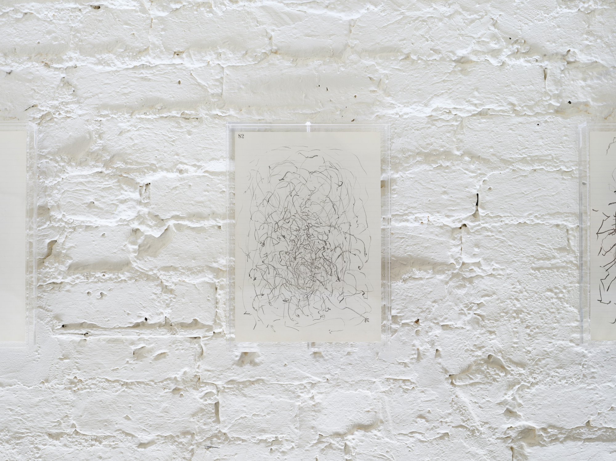Haris Epaminonda, Untitled (82), graphite and pencil on paper, slide plate with plexi hood, 32.4 x 22.4 x 3.3 cm, 2023