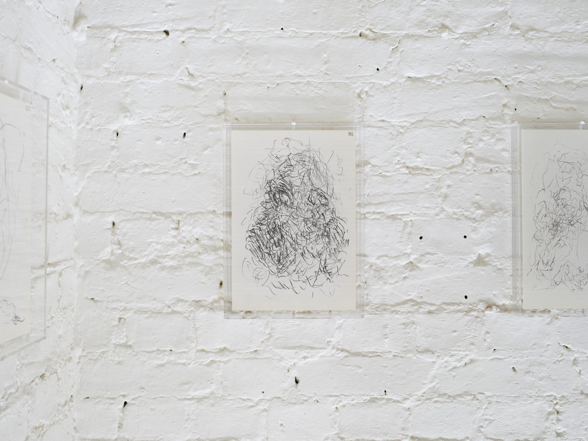 Haris Epaminonda, Untitled (91), graphite and pencil on paper, slide plate with plexi hood, 32.4 x 22.4 x 3.3 cm, 2023