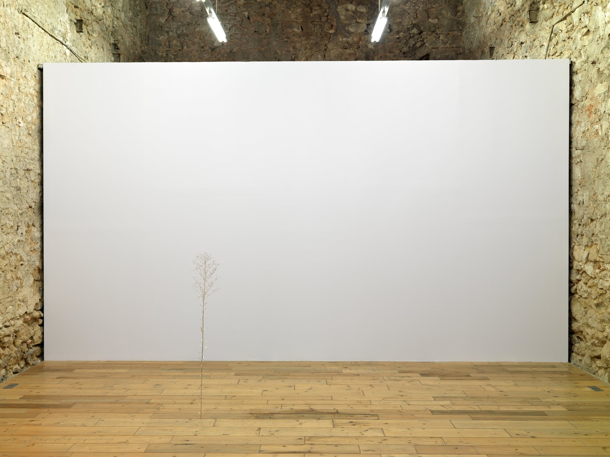 Christodoulos Panayiotou, Horseweed, sterling silver sculpture approx. 130 x 25 x 25 cm (51 1/8 x 9 7/8 x 9 7/8 in), 2021. Installation view, January, February, May, June, July, August, September, October, December, Rodeo, Piraeus, 2021