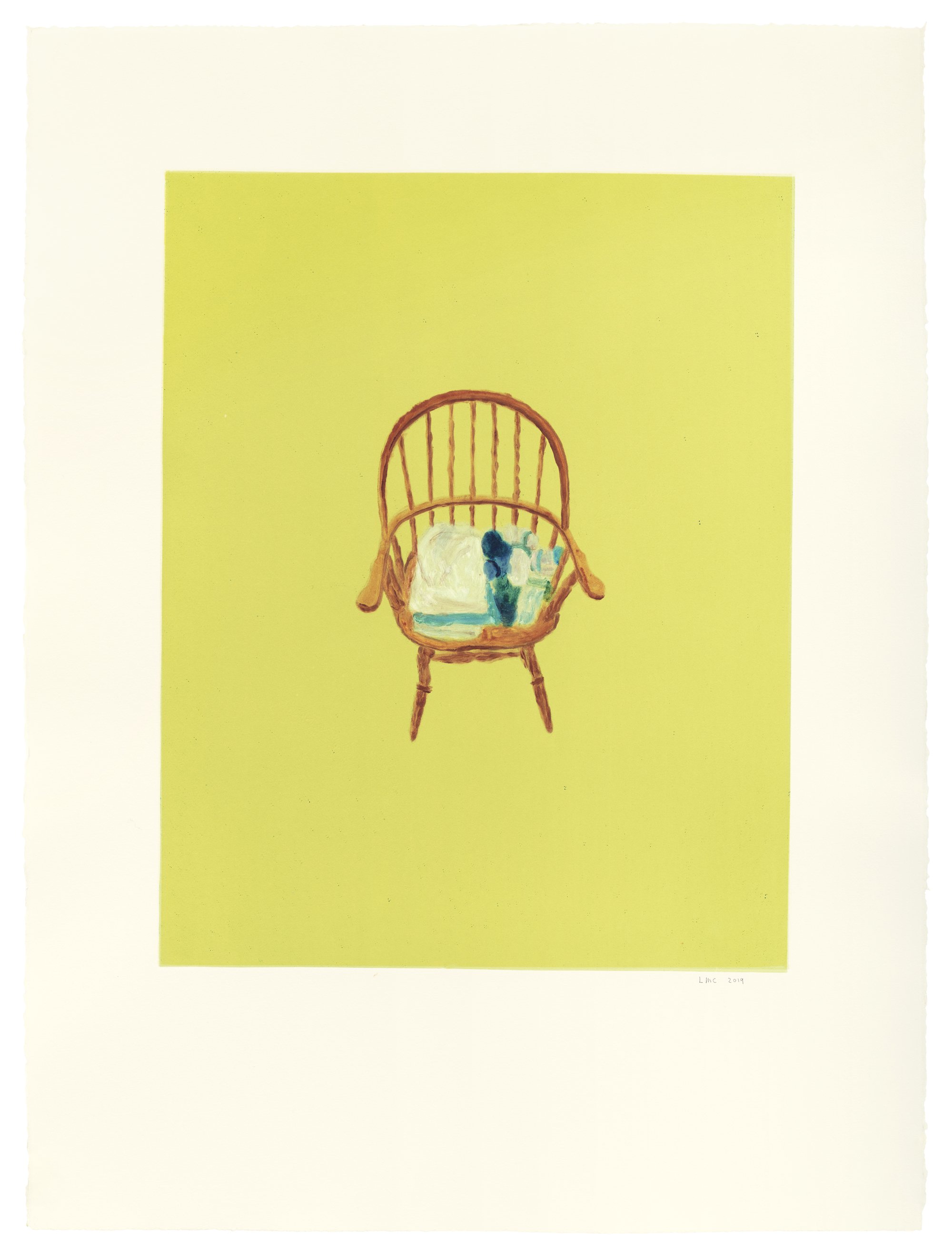 Leidy Churchman, Chair in The House (Magical Laundry #2), monotype, 82 x 63.4 cm framed (32 1/4 x 25 in framed), 2019