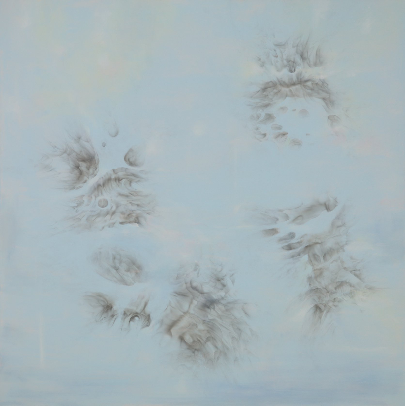 Eftihis Patsourakis, Untitled, oil, acrylic and smoke on canvas, 180 x 200 x 4 cm (70 7/8 x 78 3/4 x 1 5/8 in), 2022