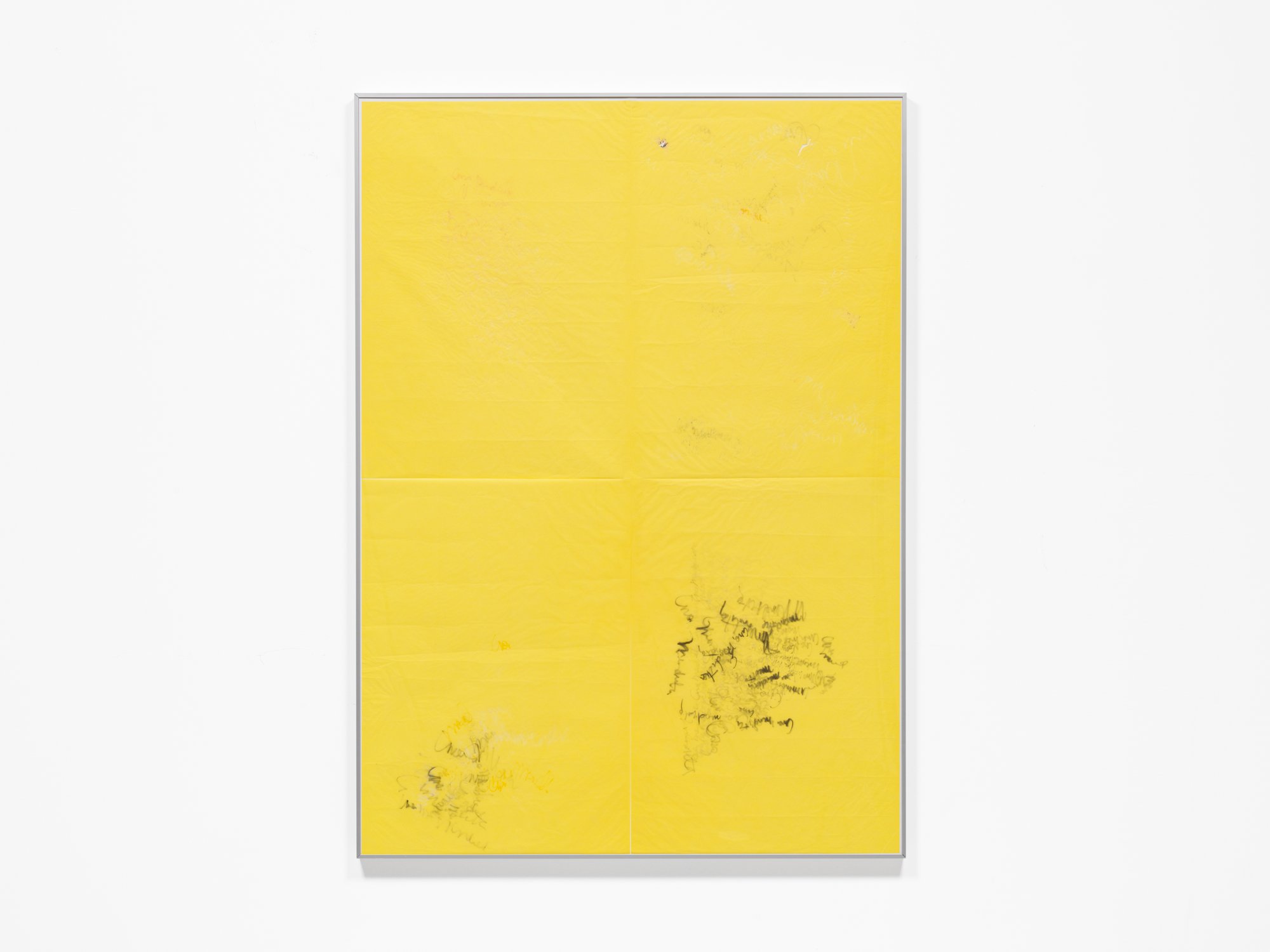 Iris Touliatou, song (yellow), attempts to forge Ana Mendieta’s signature, various media, 150 x 100 cm (59 1/8 x 39 3/8 in), 2007 - ongoing.
