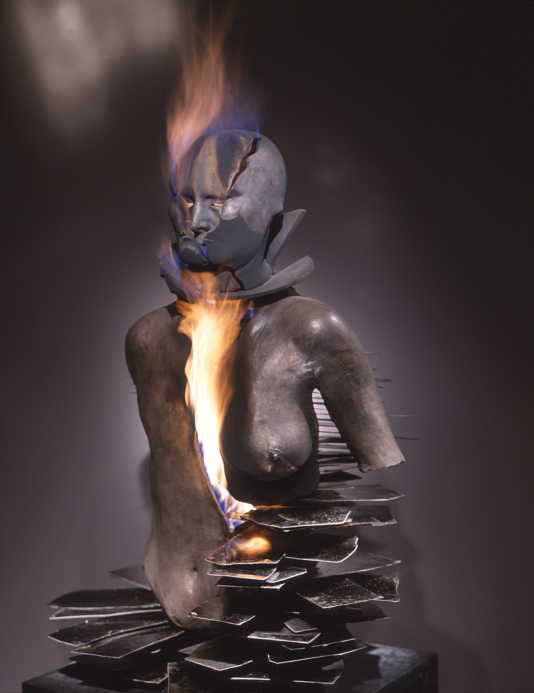 Liliane Lijn, Lilith, patinated bronze, phlogopite mica, gas, brass and stainless steel fittings, 186.5 x 55.5 x 60 cm (73 3/8 x 21 7/8 x 23 5/8 in), 2001