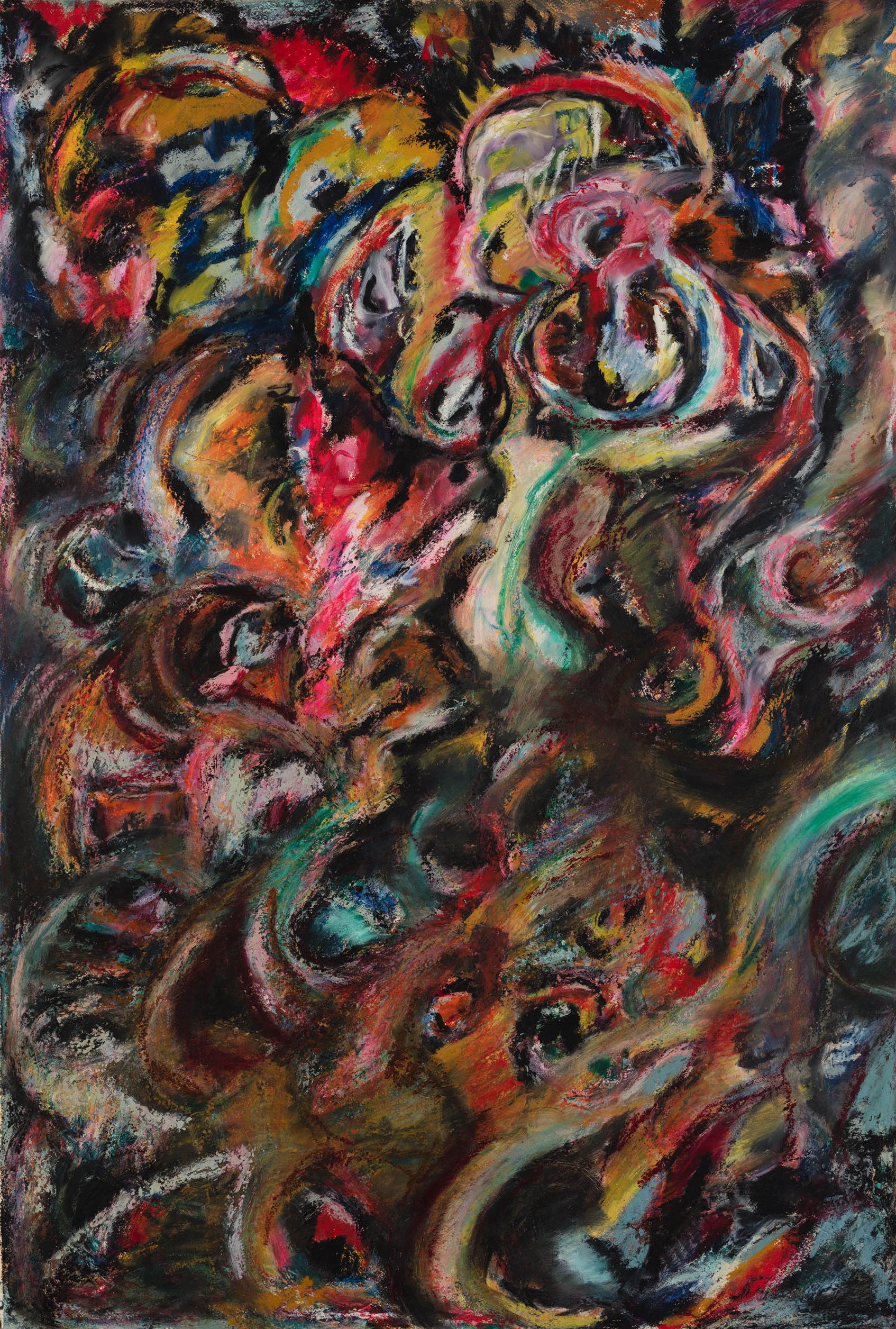 Liliane Lijn, Dark Energy, oil pastel and watercolour on Whatman paper, 107 x 74 x 4.7 cm framed (42 1/8 x 29 1/8 x 1 7/8 in framed), 1989