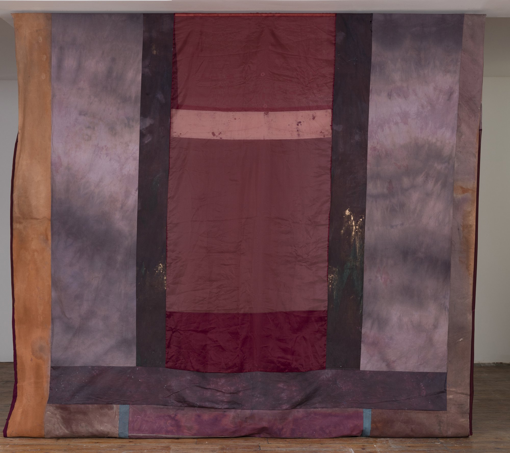 Tamara Henderson, Capers Weep For the Wine hued Burgundy, Curtain, mixed textiles, 340 x 290 cm (133 7/8 x 114 1/8 in), 2016