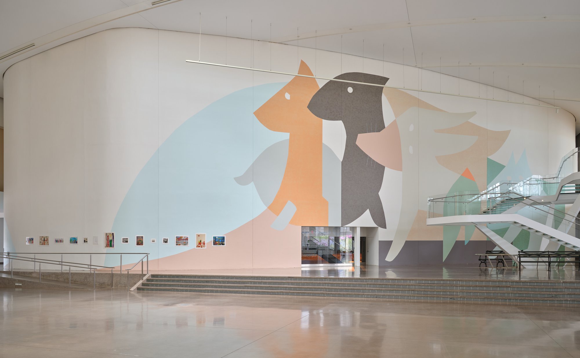 Ulrike Müller, The Conference of Animals (Α Μural), 2020. Installation view, The Conference of Animals, Queens Museum, New York, 2020