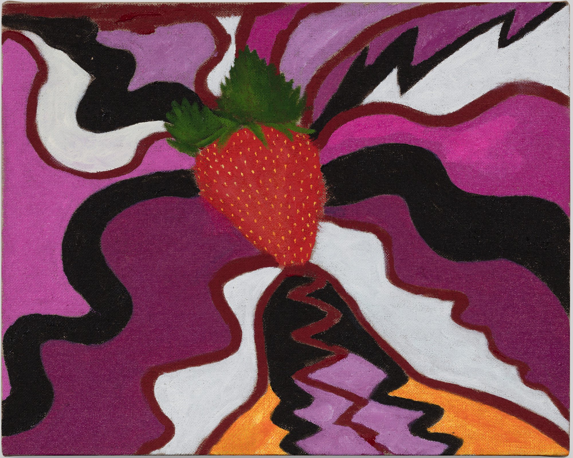 Leidy Churchman, The Between is Ringing (Strawberry) (Braiding Sweetgrass), oil on linen, 20.4 x 25.9 cm (8 x 10 1/4 in), 2020