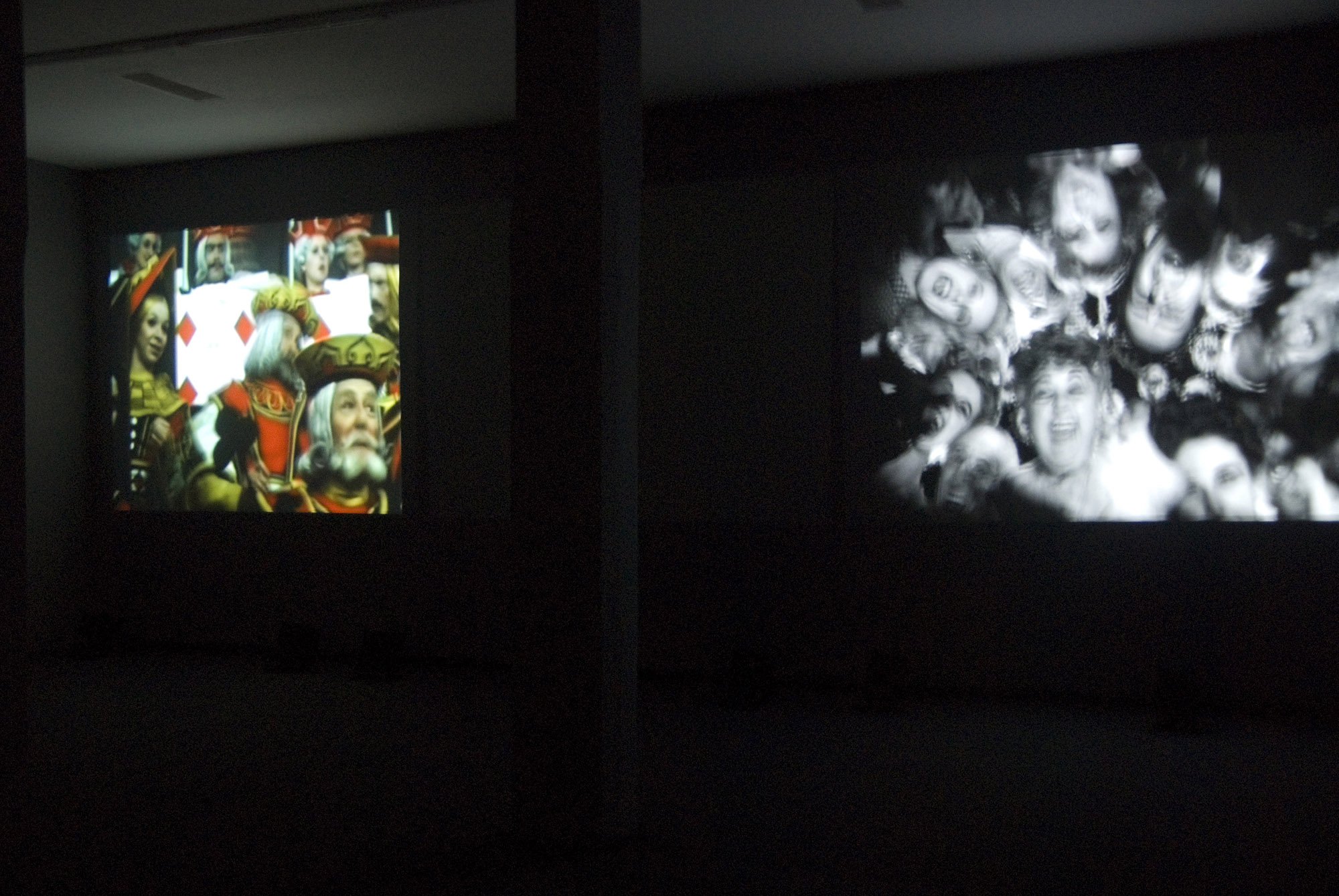 Loukia Alavanou, My My My, three channel digital video installation, 6 min., 2010. Installation view, Next Door To Alice, Rodeo, Istanbul, 2010